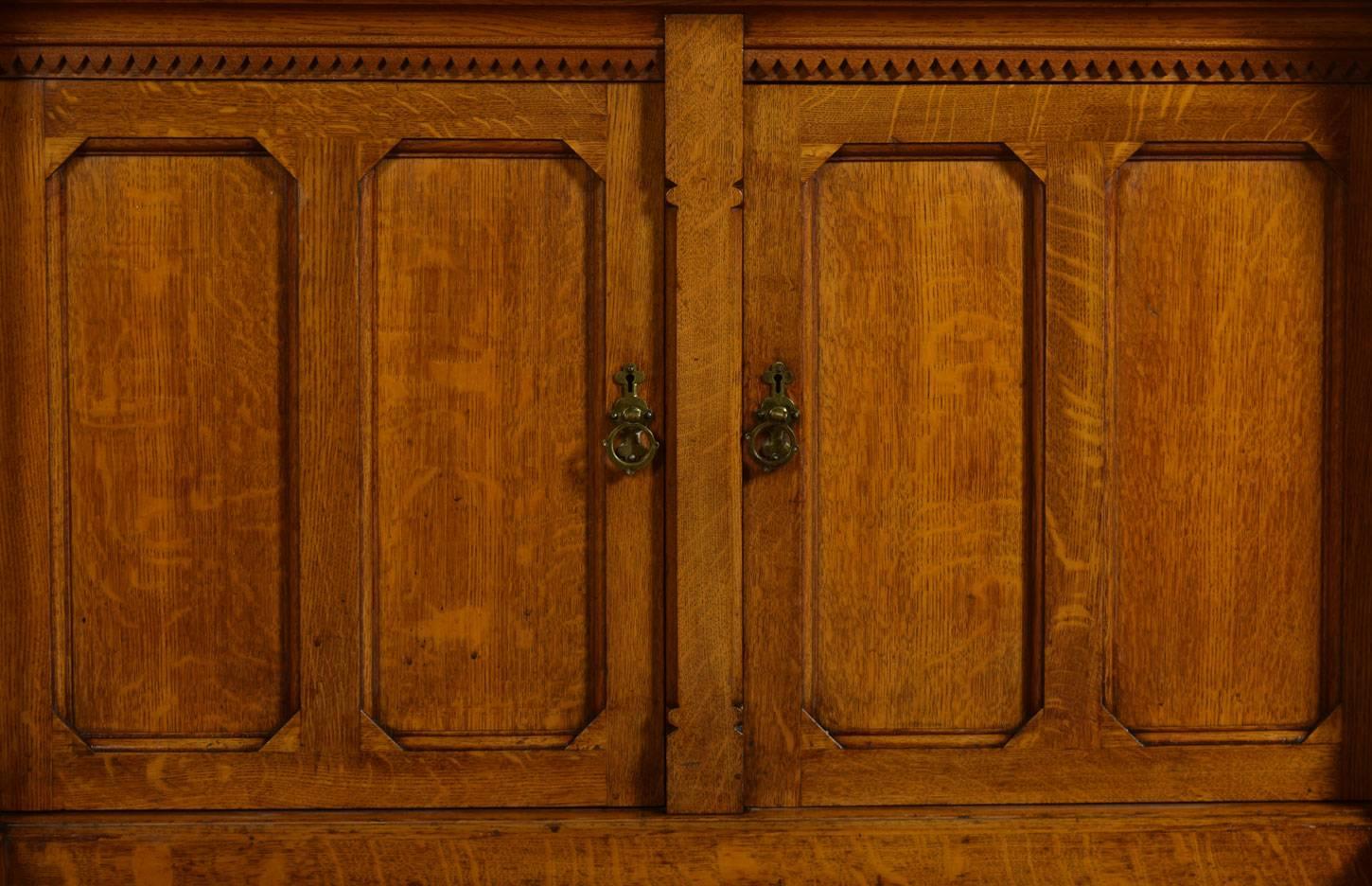English Large Oak Four Door Bookcase