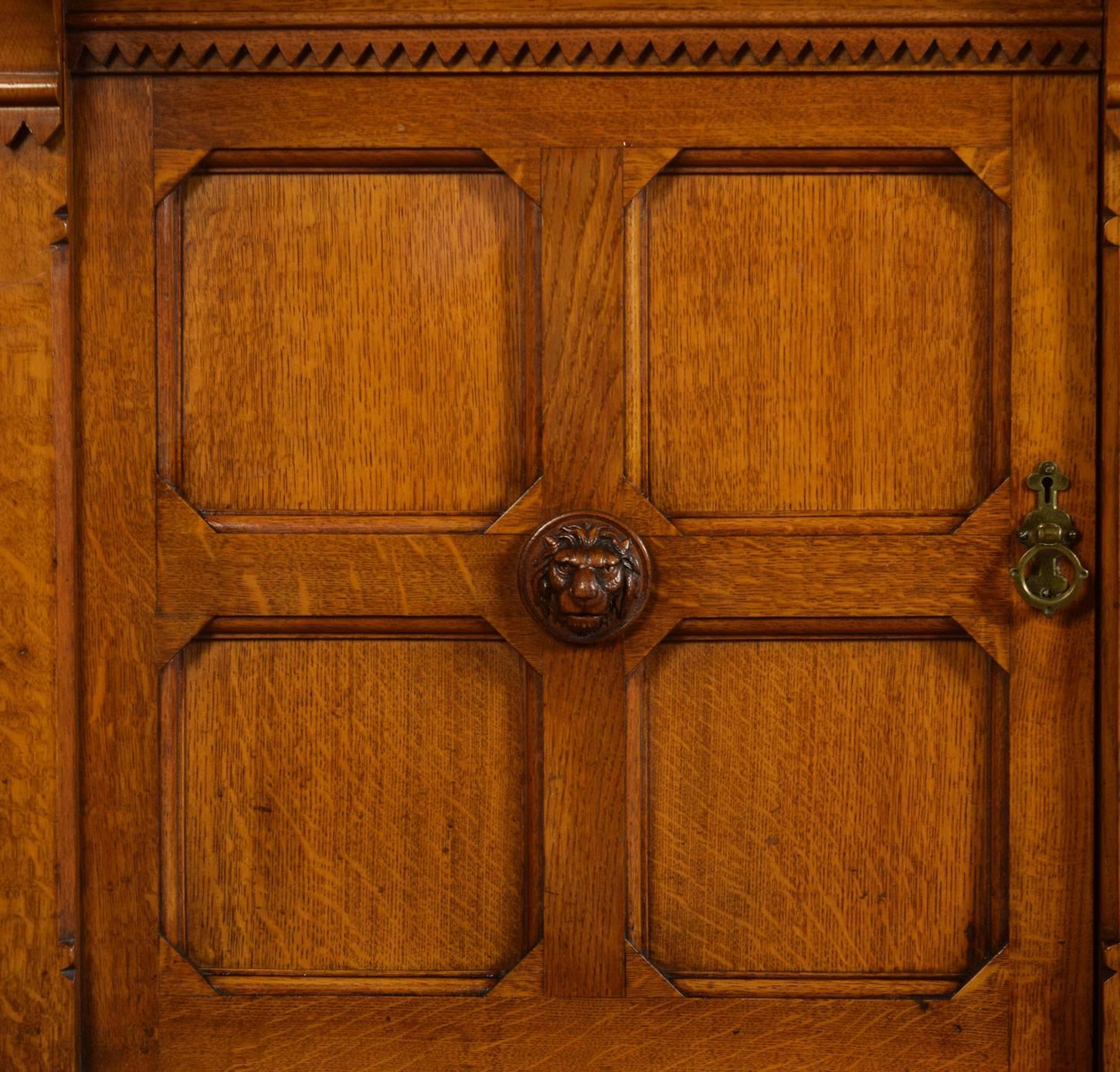 19th Century Large Oak Four Door Bookcase