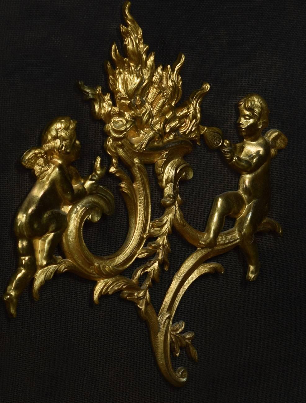 French Rococo Style Gilt Bronze Fire Screen
