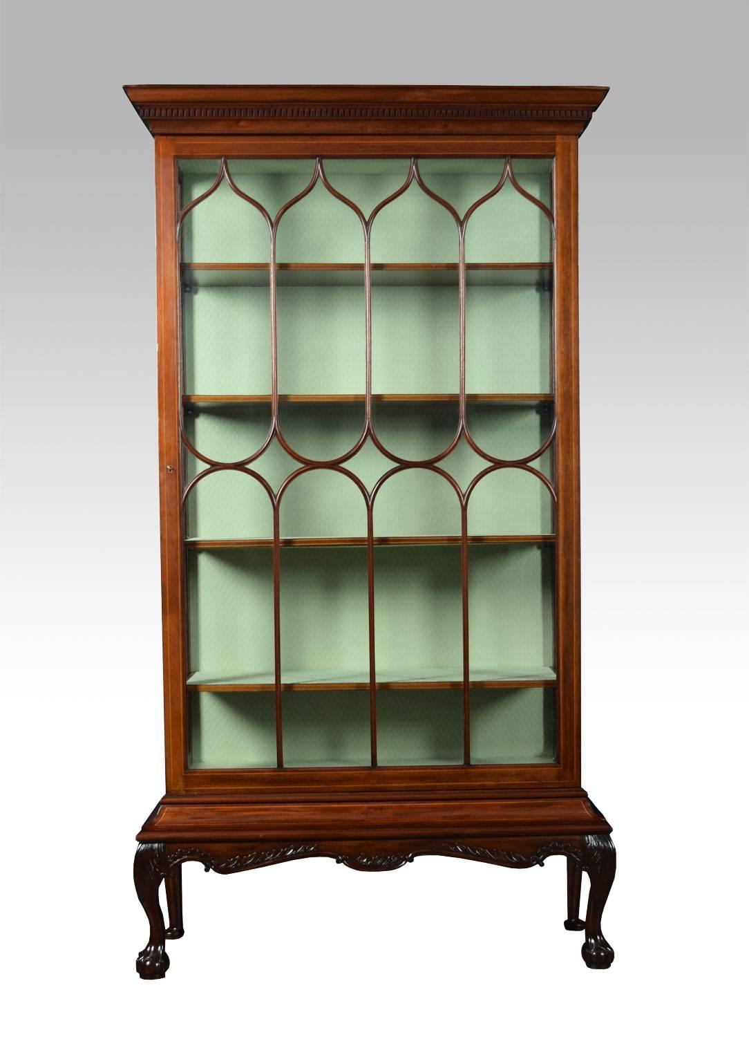 English Large Chippendale Revival Single Door Display Cabinet