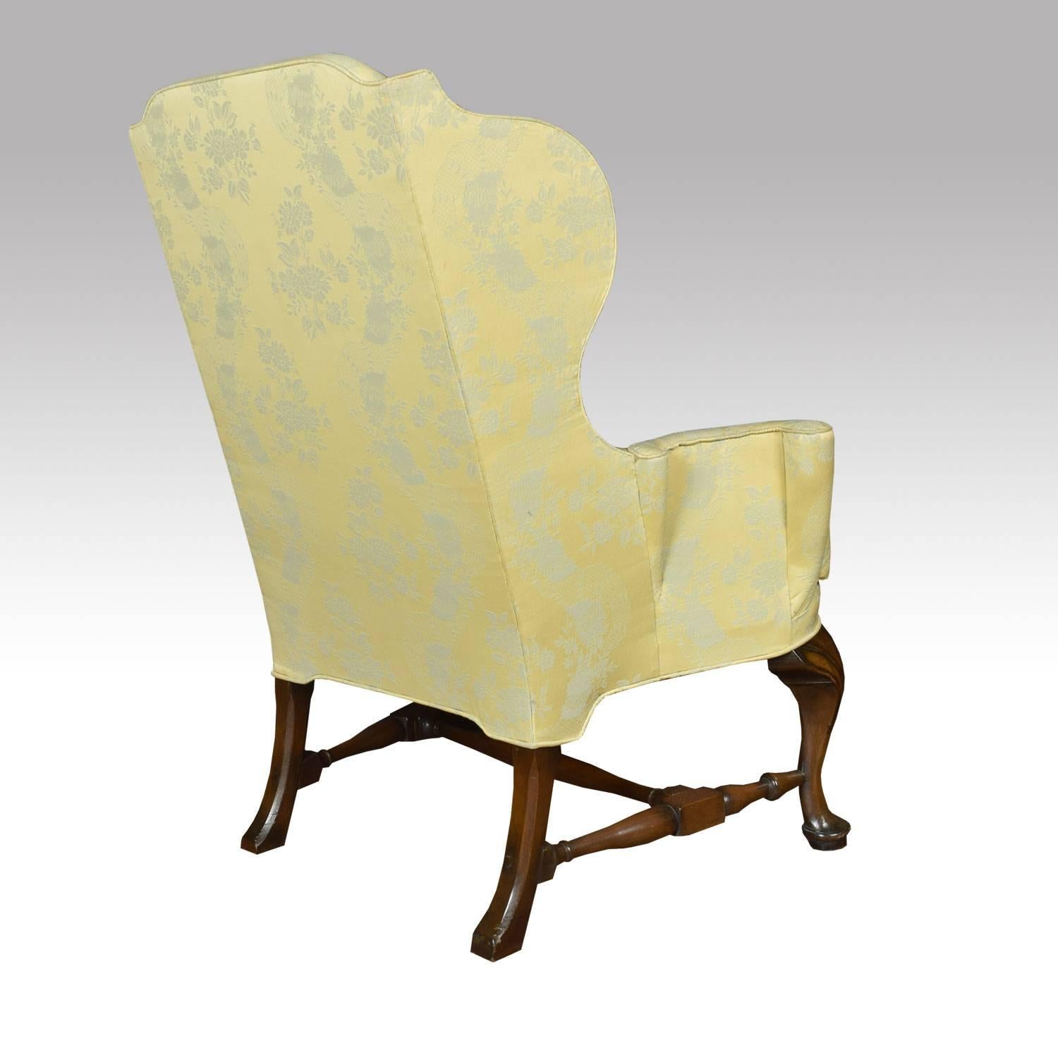 English Early 20th Century Queen Anne Style Wing Armchair