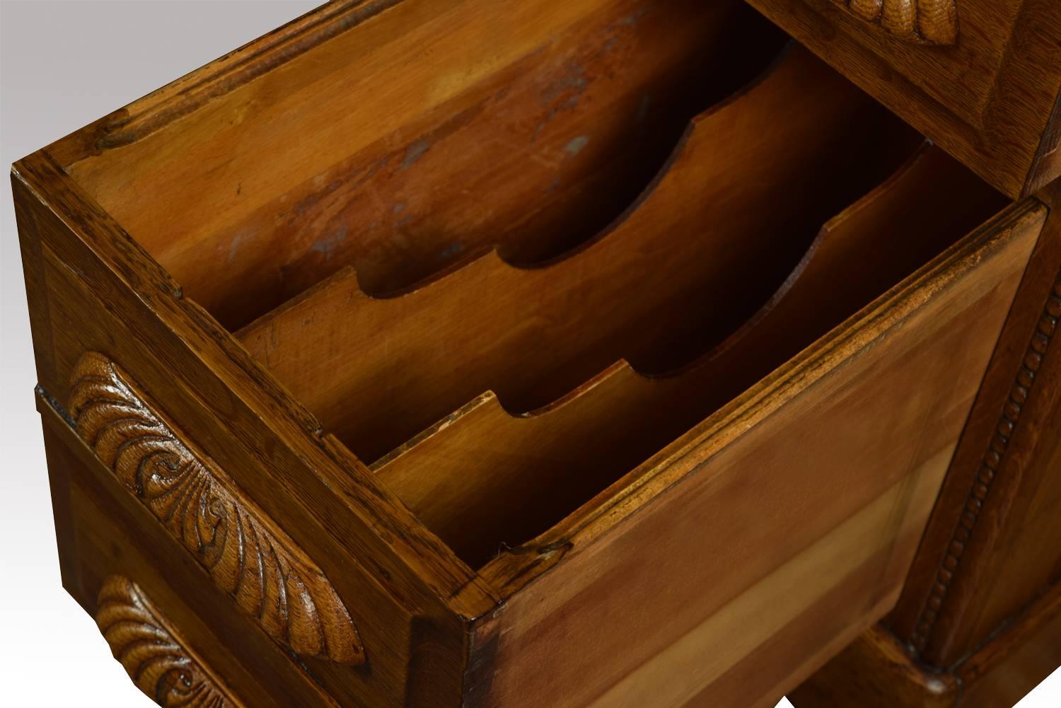 English Oak Pedestal Roll Top Desk