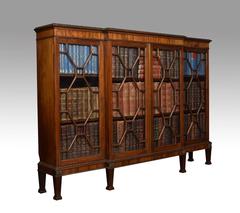 Mahogany Breakfront Four-Door Glazed Bookcase