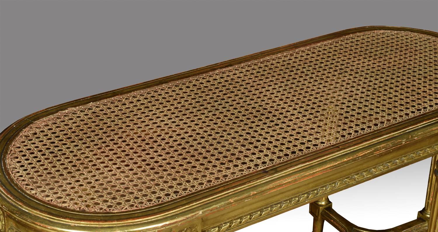 English Early 20th Century French Giltwood Oval Window Seat