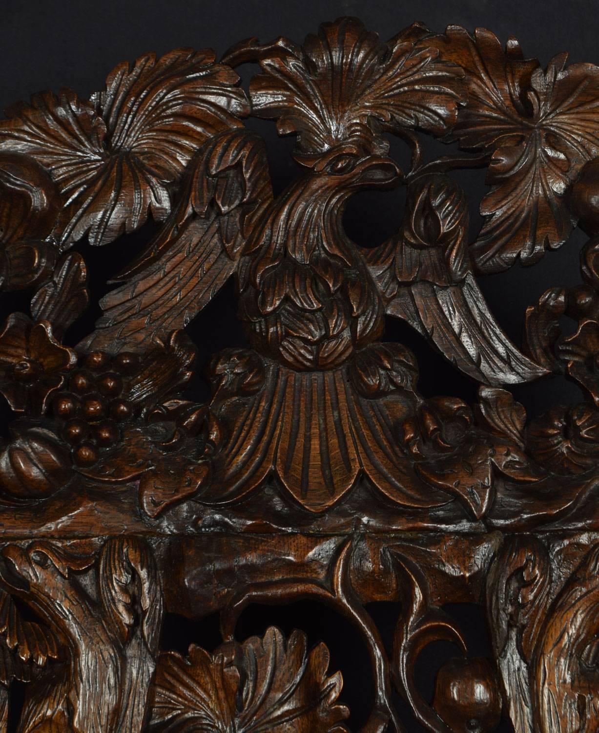 19th Century Monumental Pair of Victorian Carved Oak Throne Armchairs