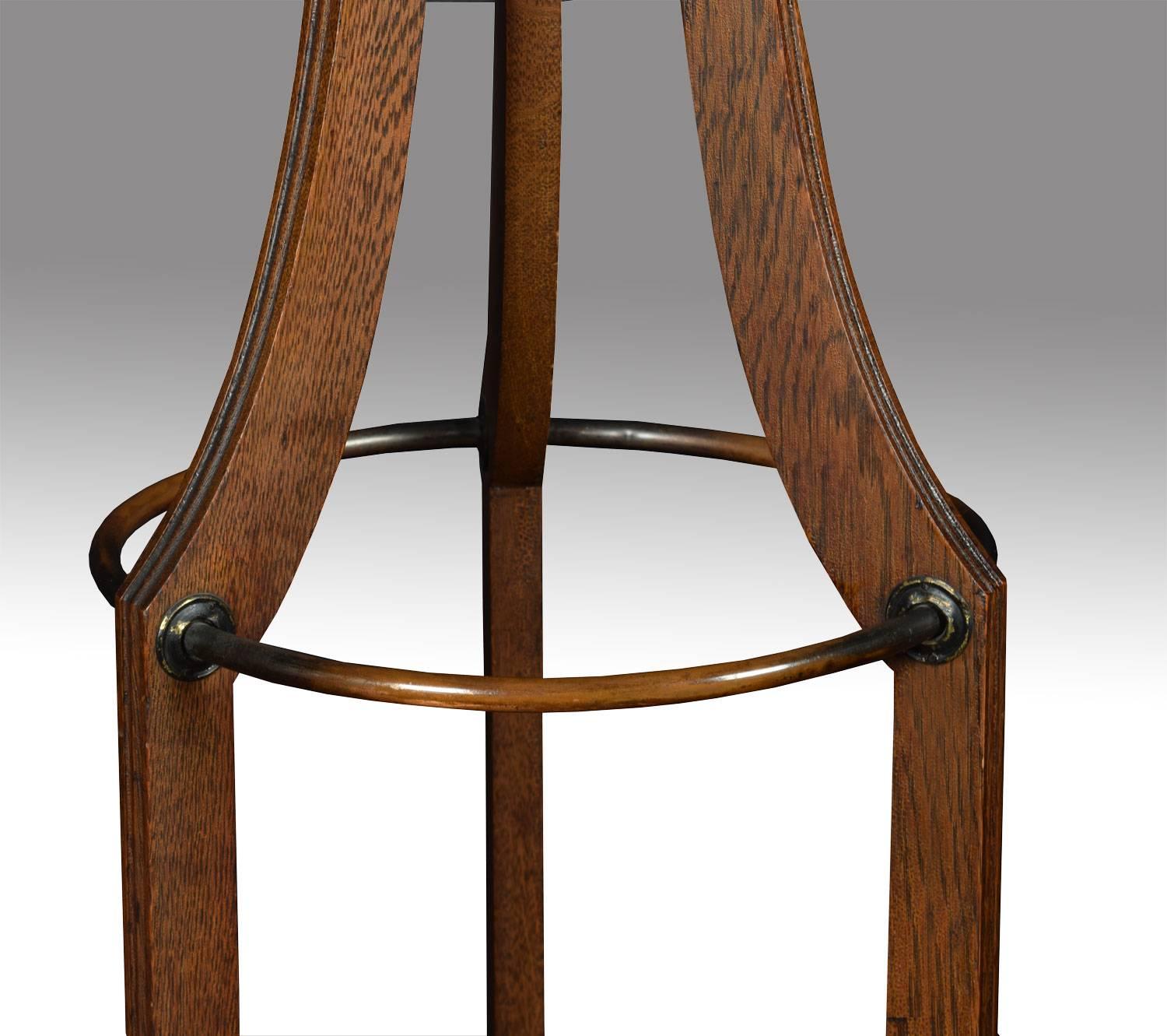 English Art Nouveau Oak Coat Stand
