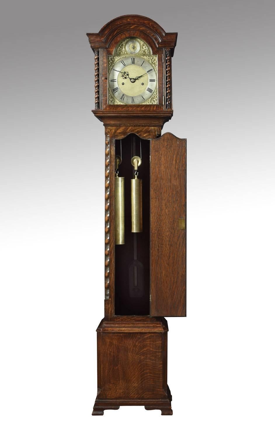 Edwardian Oak Cased Grandmother Clock