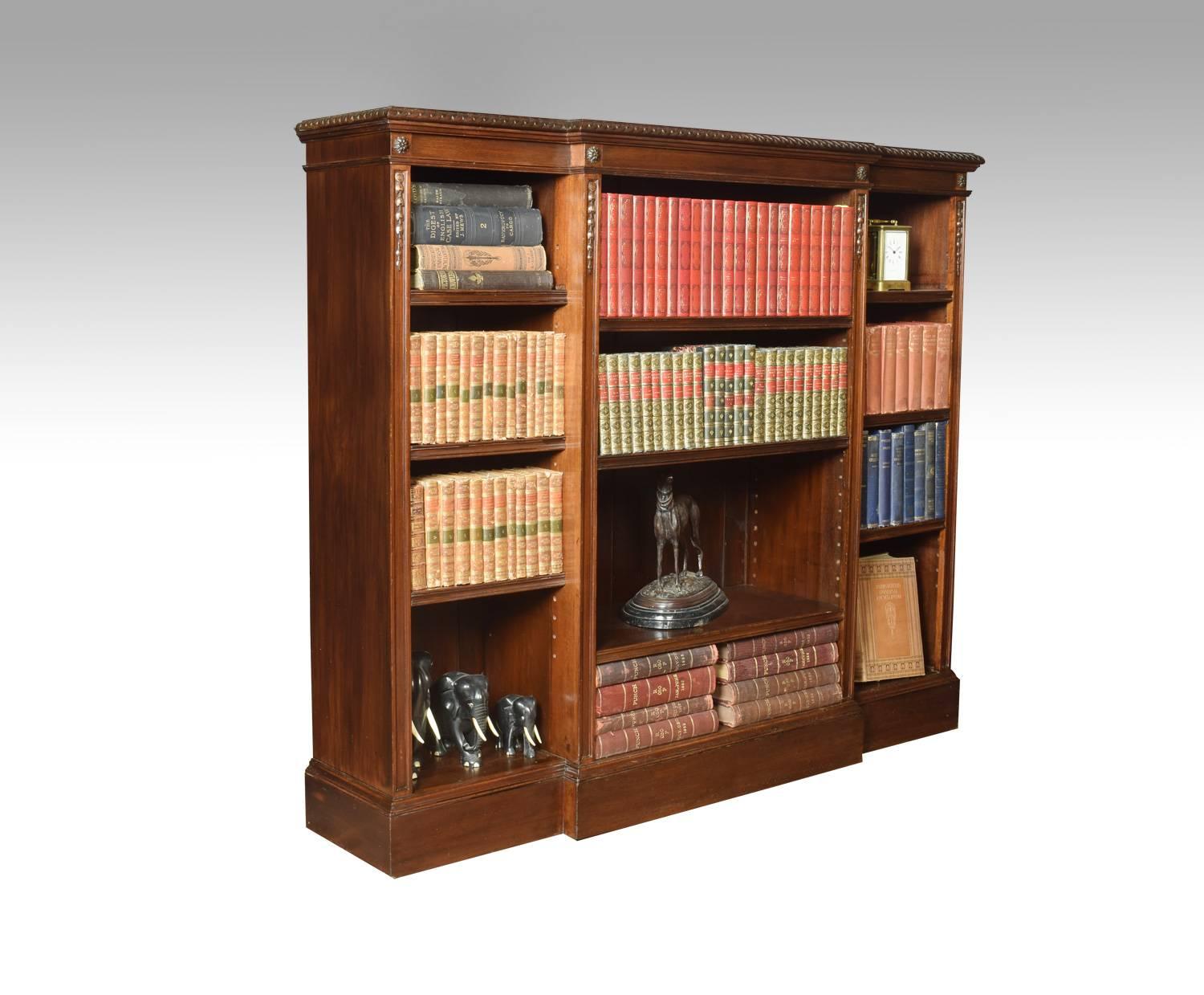 English Large Mahogany Breakfront Open Bookcases