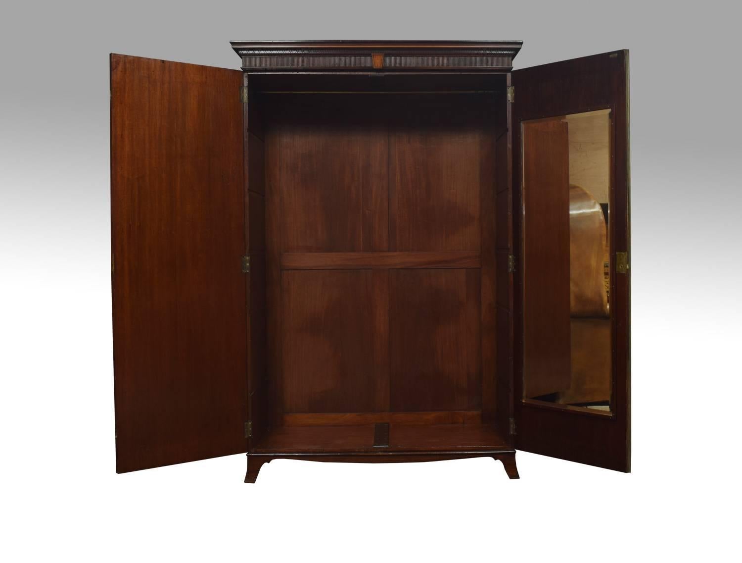 English George III Satinwood Inlaid Two-Door Wardrobe