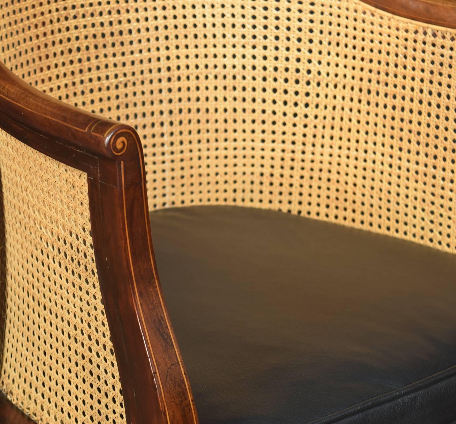 20th Century Mahogany Inlaid Bergère Armchair