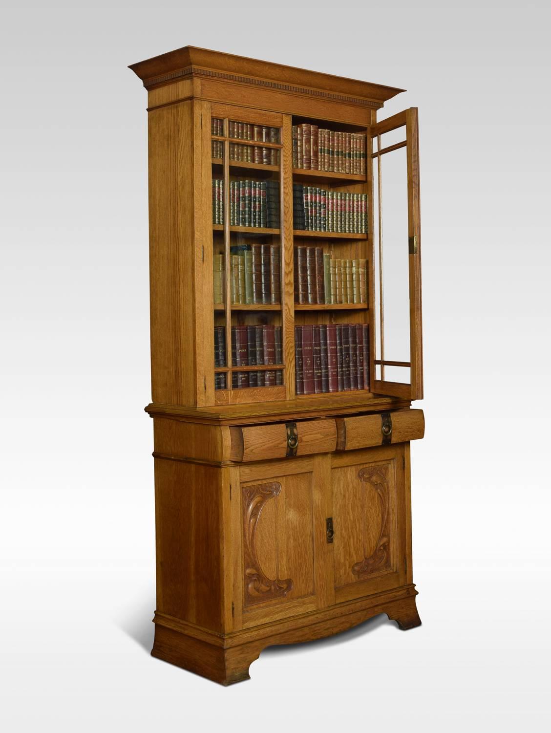 Great Britain (UK) Art Nouveau Oak Two-Door Bookcase