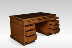 Oak Twin Pedestal Desk by Maple & Co