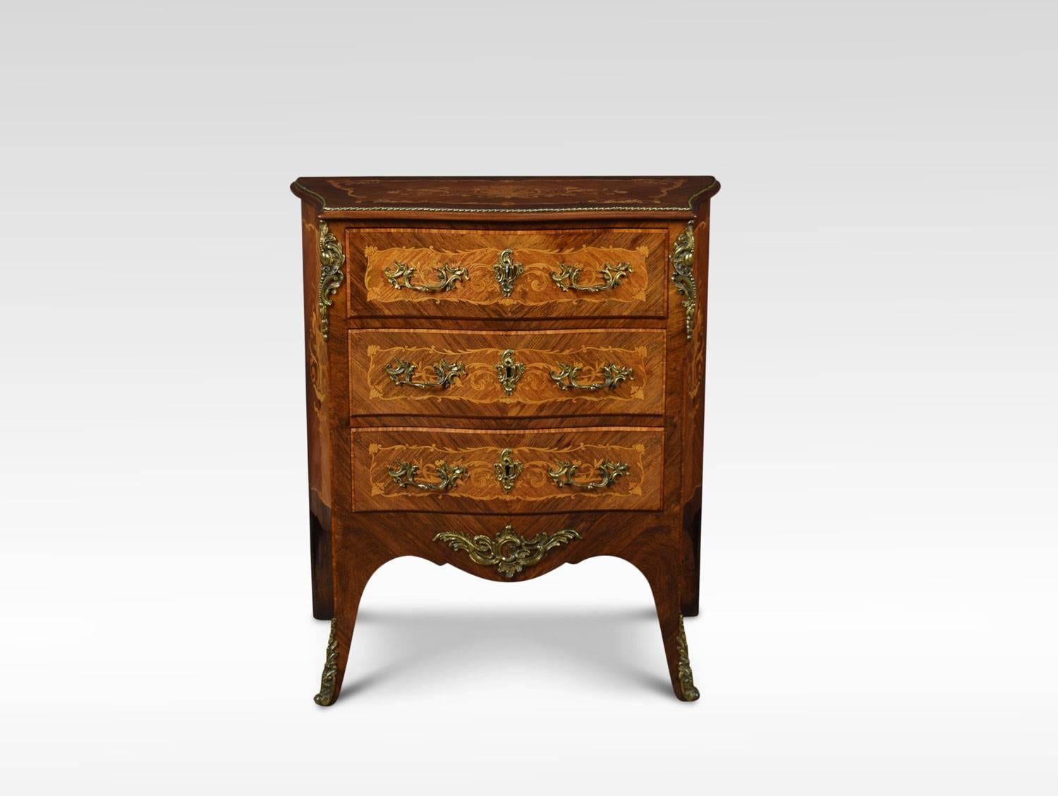 French Gilt Metal-Mounted Kingwood and Rosewood Marquetry Commode