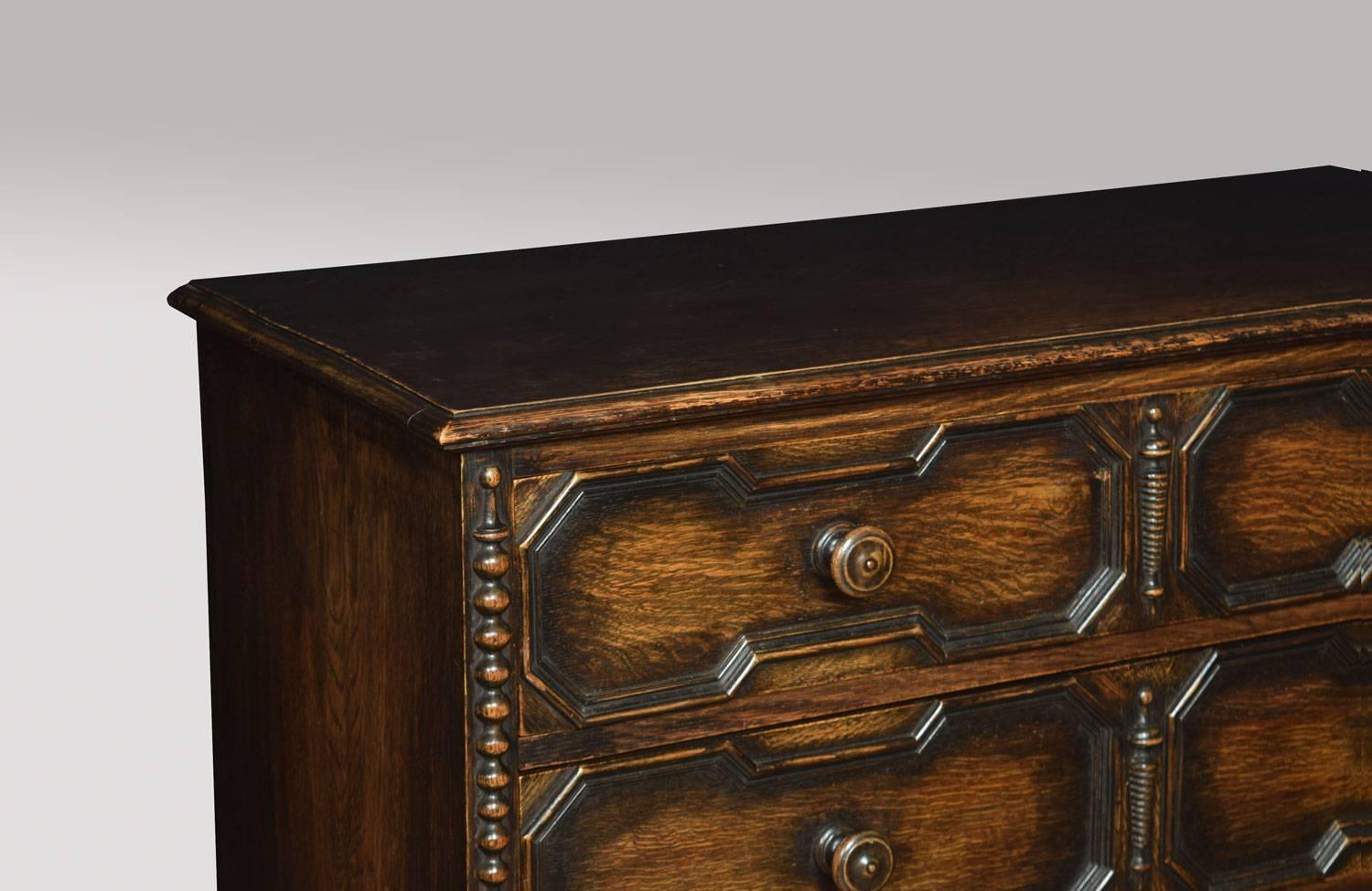 British Jacobean Style Oak Chest of Drawers