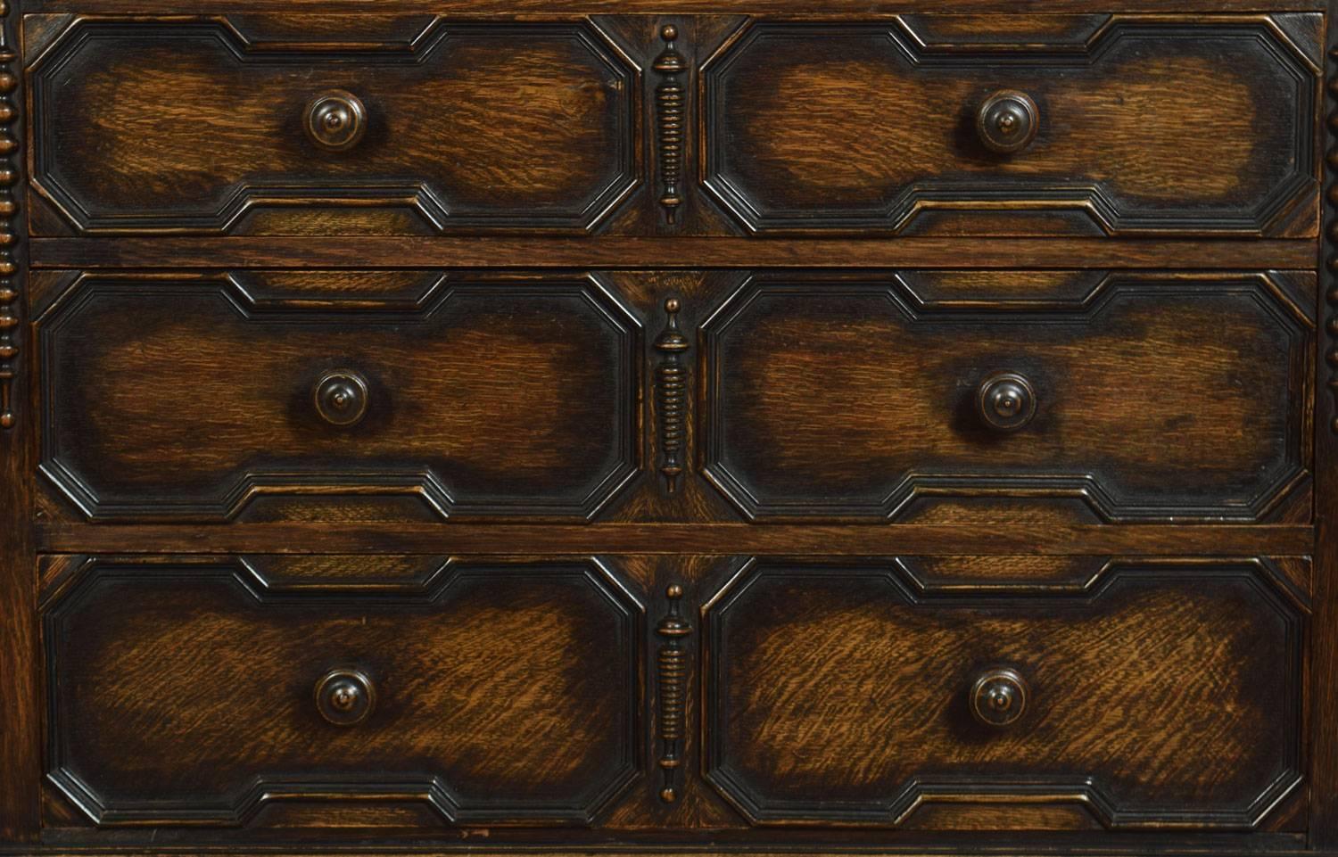 Jacobean Style Oak Chest of Drawers In Excellent Condition In Cheshire, GB