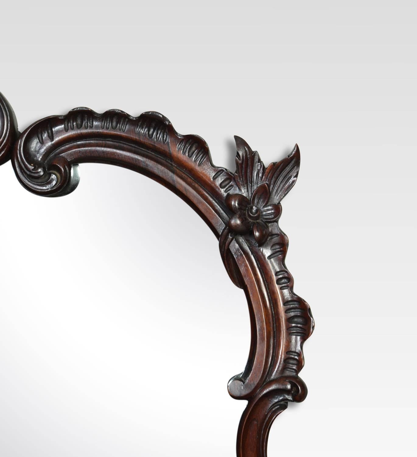 British Victorian Carved Overmantel Rosewood Wall Mirror