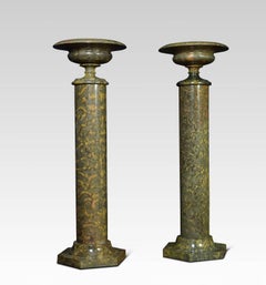 19th Century Pair of Marble Columns and Tazzas