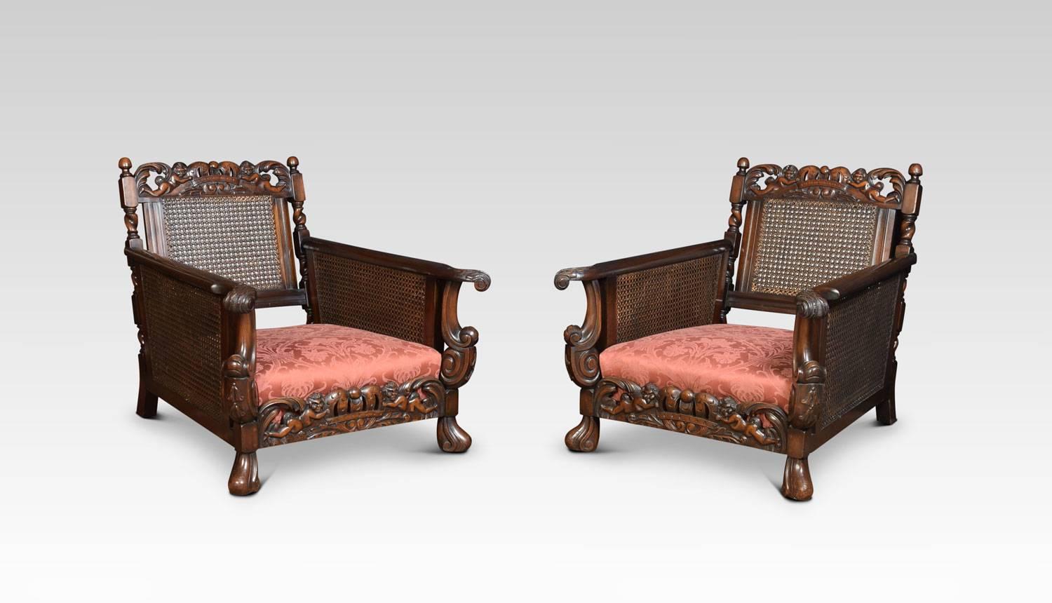 20th Century Edwardian Carved Mahogany Three-Piece Bergere Lounge Suite