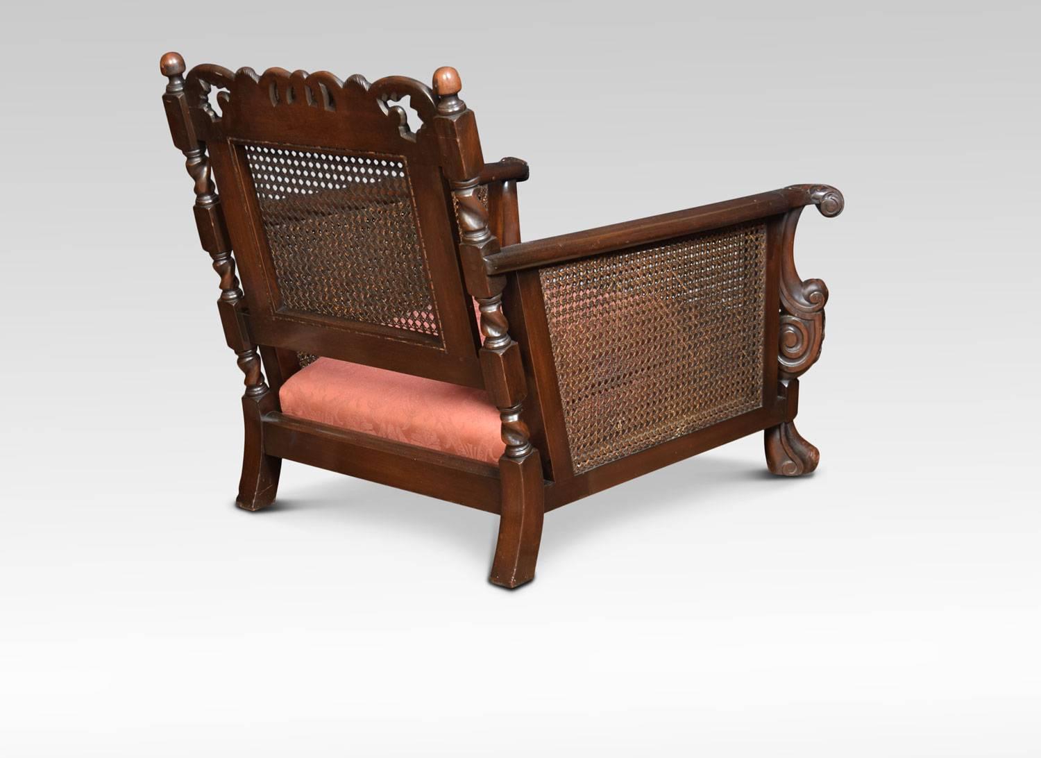 Edwardian Carved Mahogany Three-Piece Bergere Lounge Suite 2