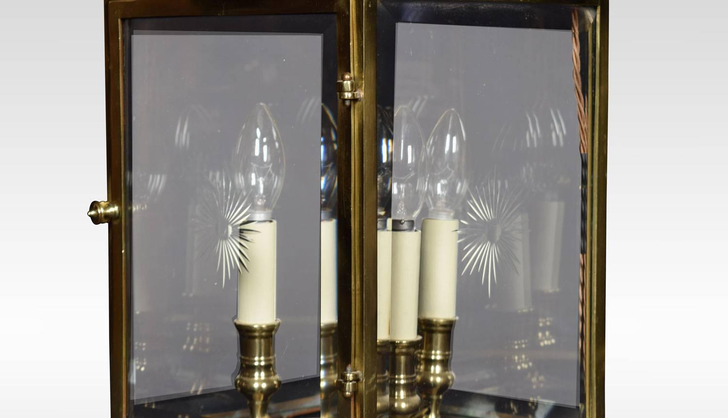 English Set of Three Gilt Brass Hall Lanterns