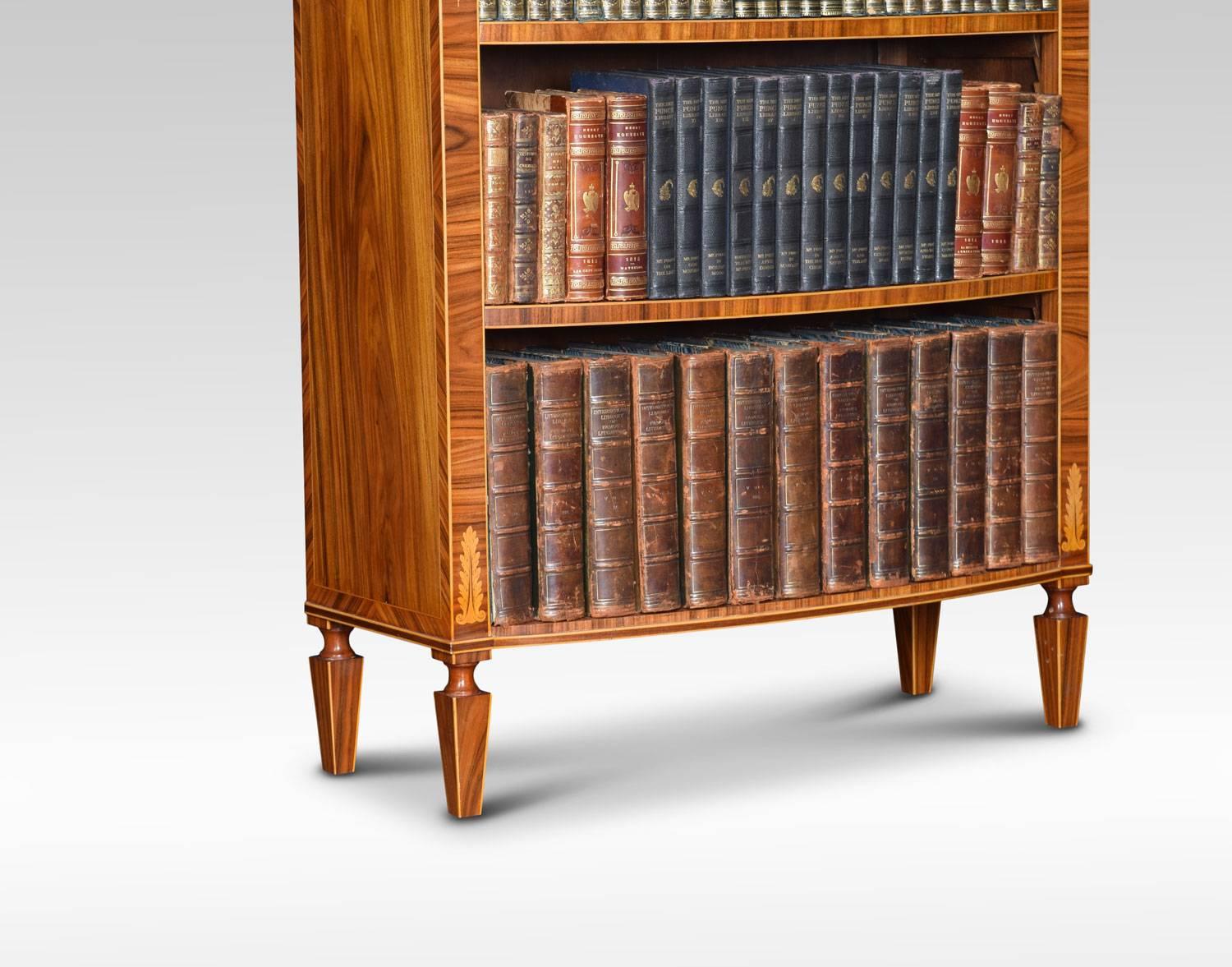 Sheraton Revival Rosewood Inlaid Open Bookcase In Excellent Condition In Cheshire, GB