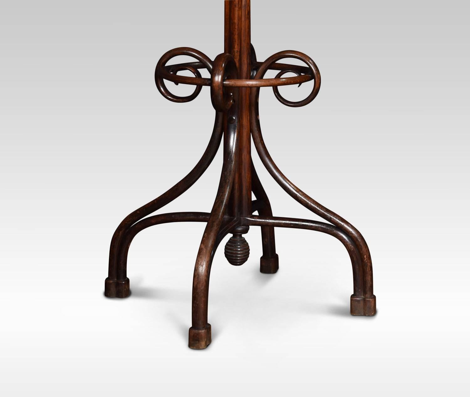 Late 19th century bentwood hall or hat stand. The top section having shaped supports above large central column to the base having four similar shaped supports
Dimensions:
Height 77 inches
Width 30.5 inches
Depth 30.5 inches.
