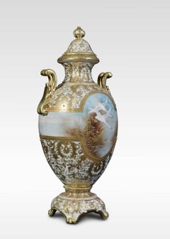 Noritake Japanese Hand-Painted Porcelain Two Handled Pedestal Vase