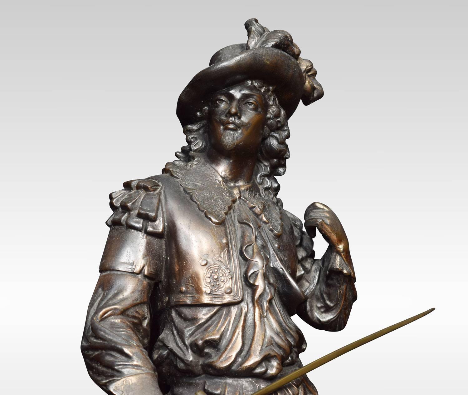British 19th Century Bronzed Figure of a Cavalier