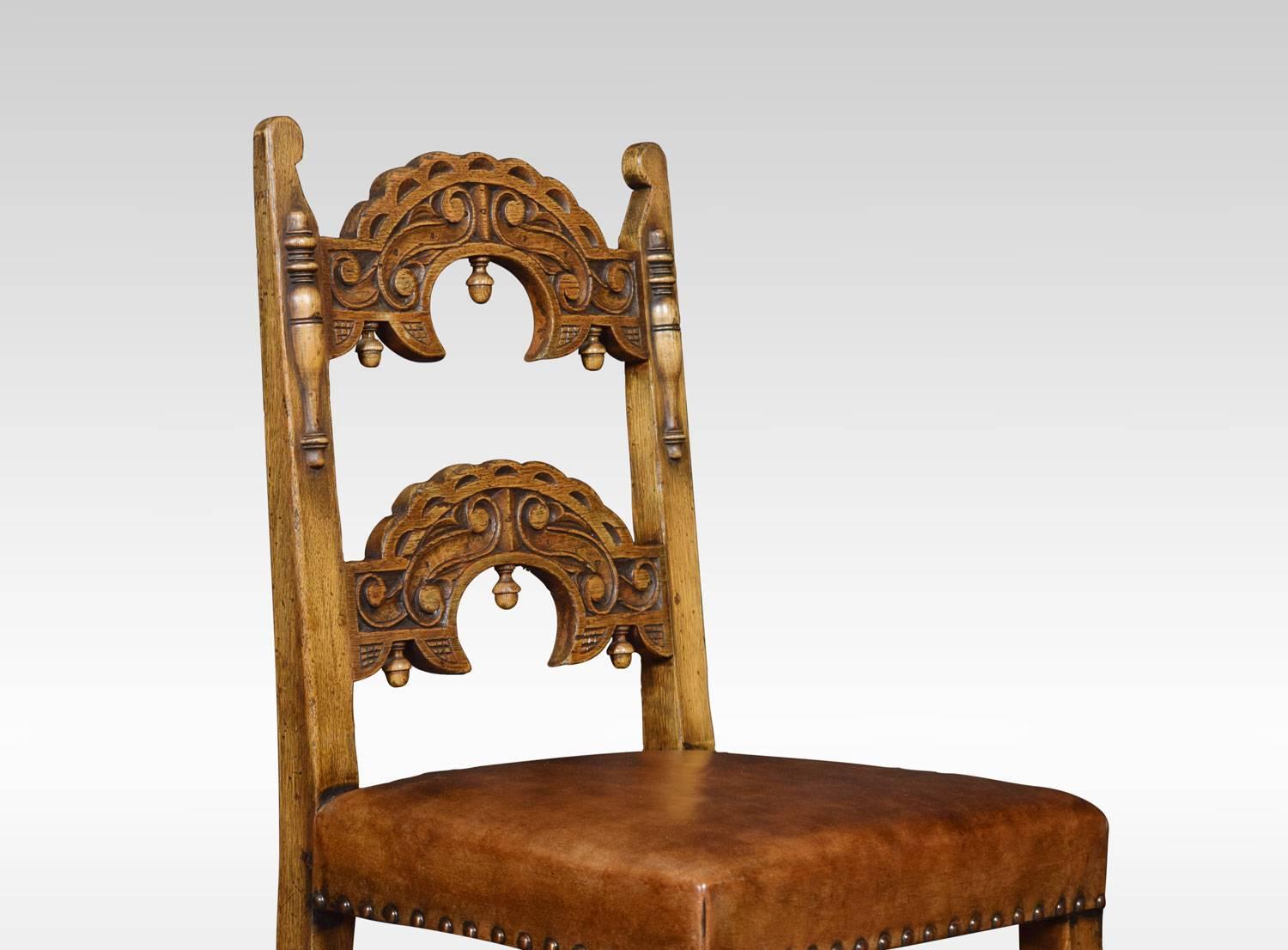 20th Century Set of Twelve Oak Framed Dining Chairs