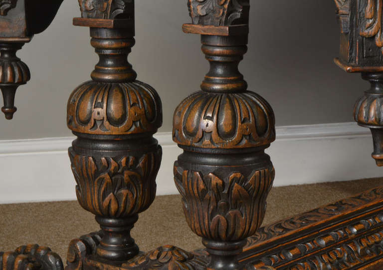 Victorian Carved Oak Library or Centre Table 2