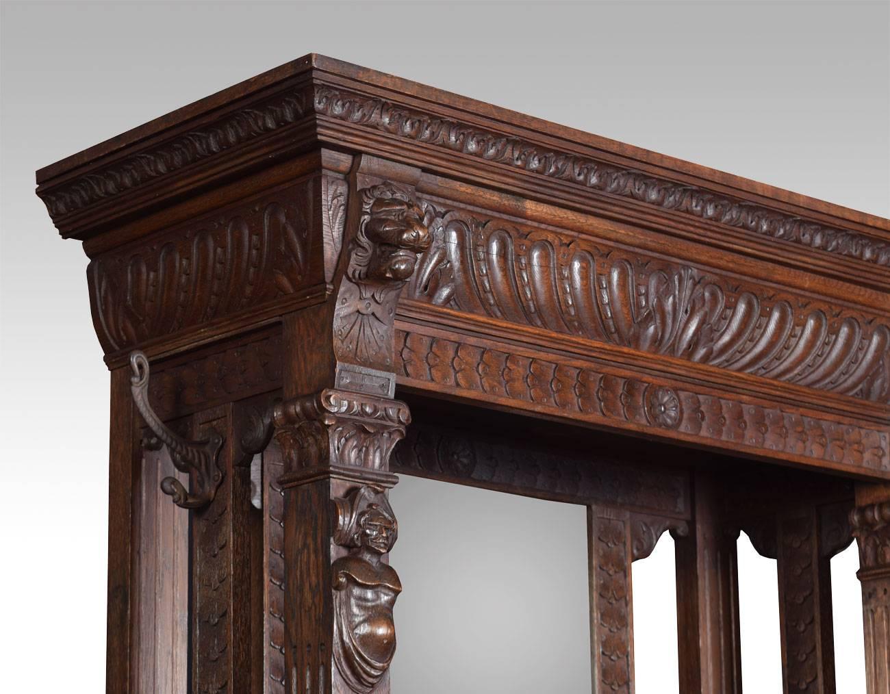 Gothic Carved Oak Hall Stand In Good Condition In Cheshire, GB