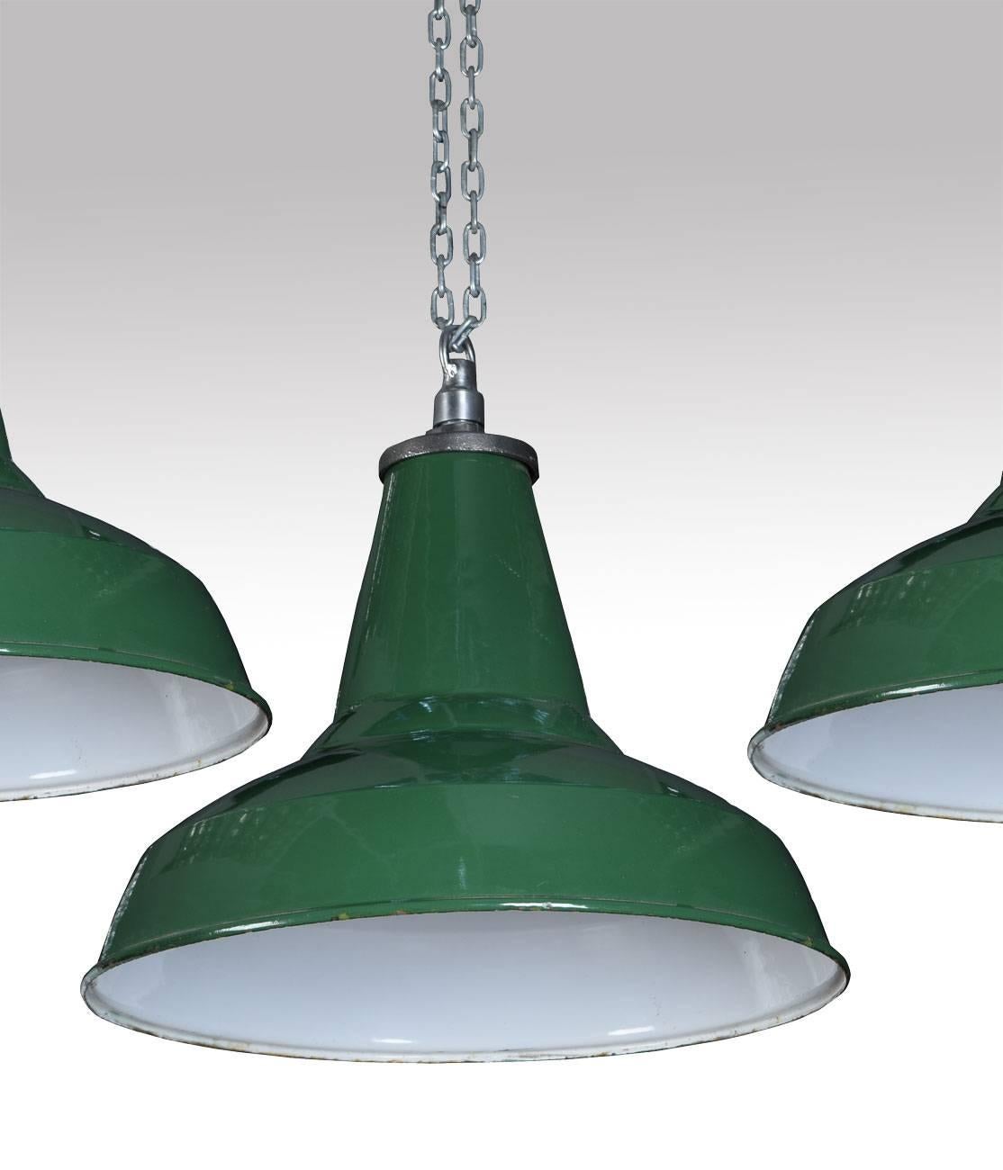 Great Britain (UK) Set of six Vintage Industrial Enamel Pendant Lights