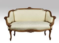 Walnut Framed Two-Seater Settee