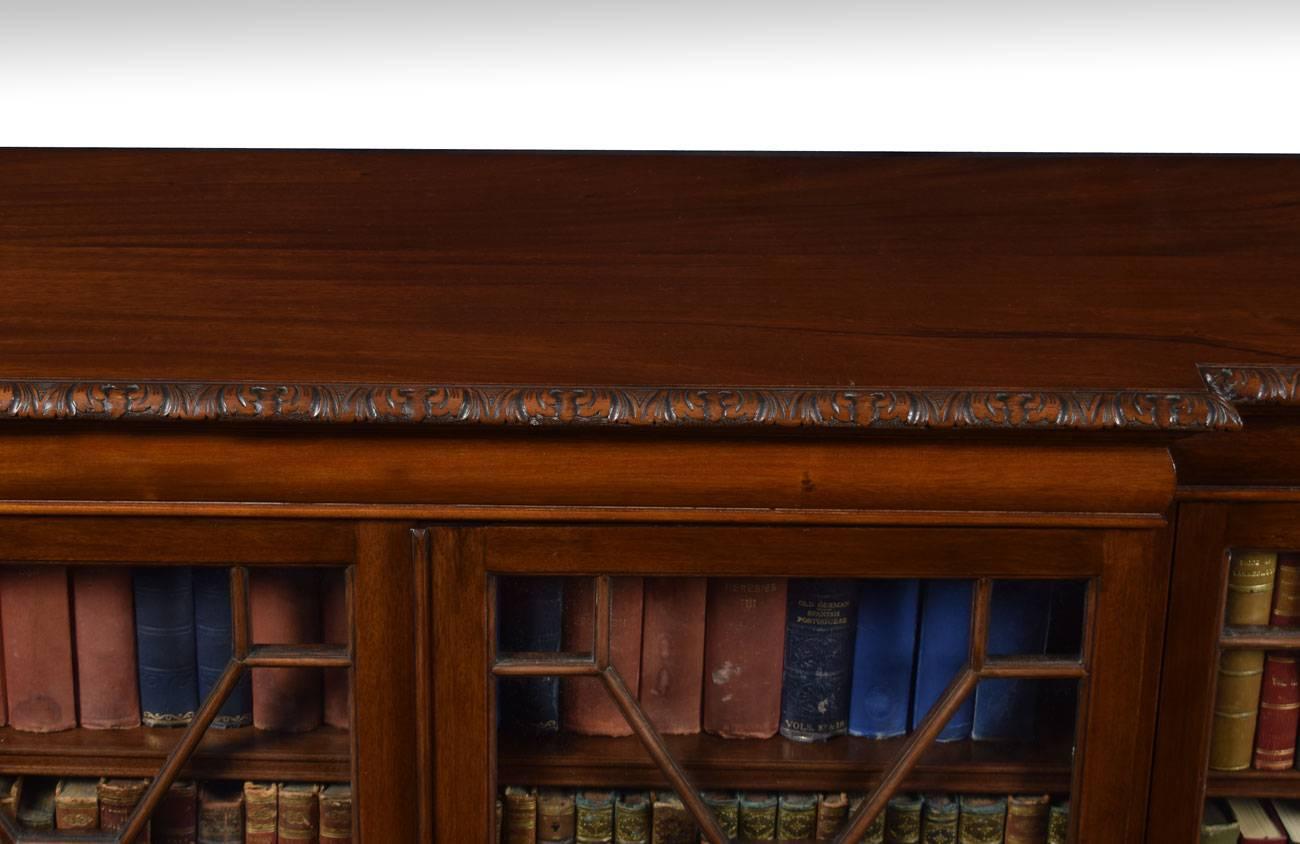 English Large Mahogany Breakfront Glazed Bookcase