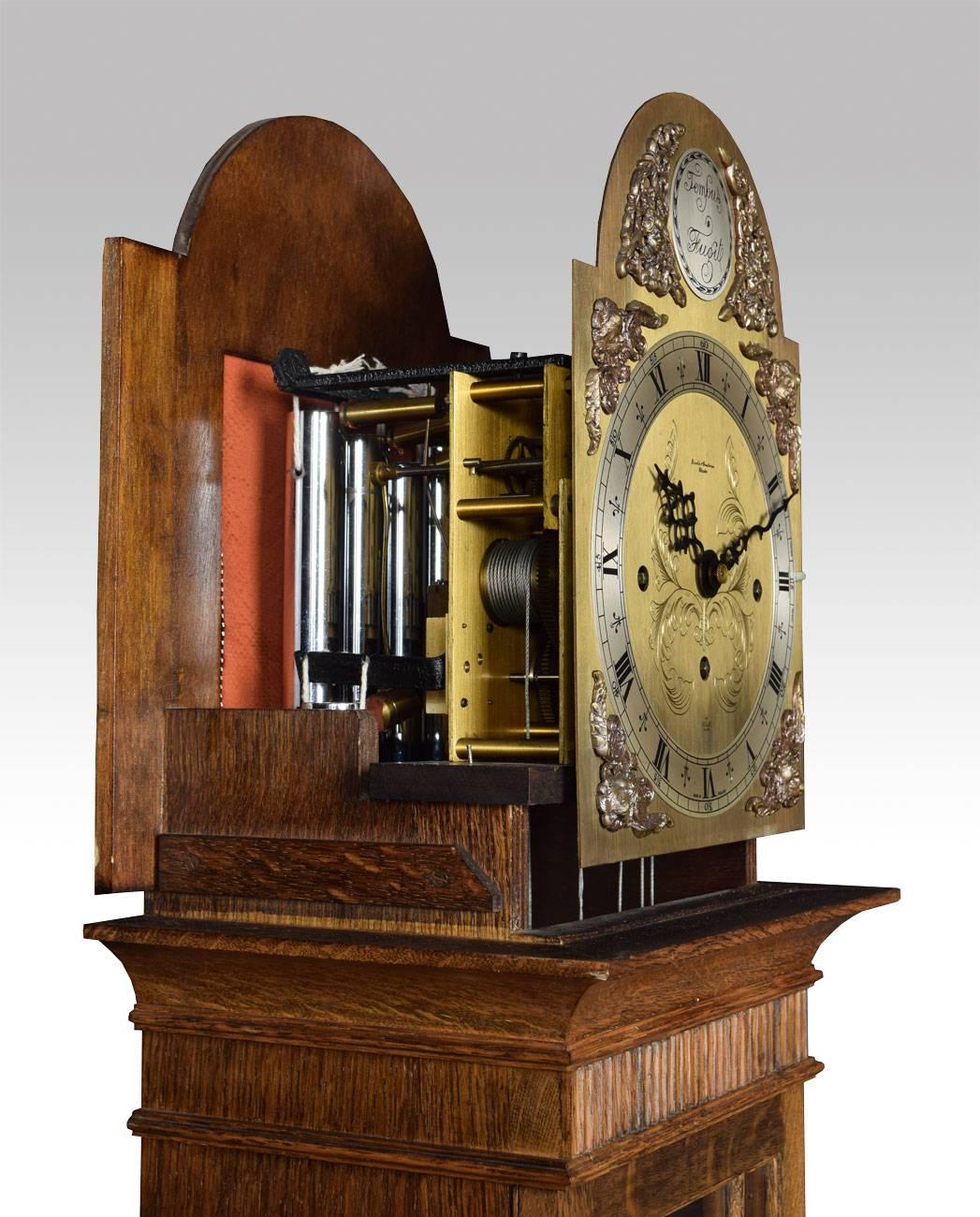 Edwardian Oak Grandmother Tube Chiming Clock