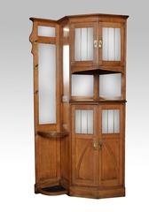 Arts and Crafts oak corner hallstand