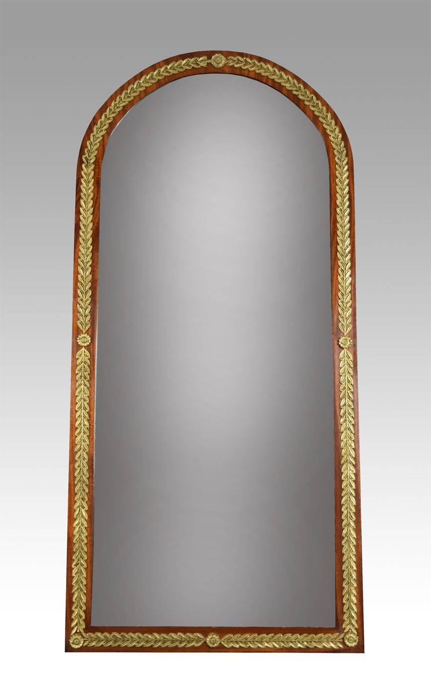 French 19th Century Louis XVI Style wall mirror the original mirror plate inset in mahogany frame with profusely foliated ormolu mounts

Dimensions

Height 63.5 Inches

Width 29.5 Inches

Depth 1.5 Inches 