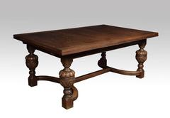 Large Solid Oak Jacobean Revival Refectory Dining Table
