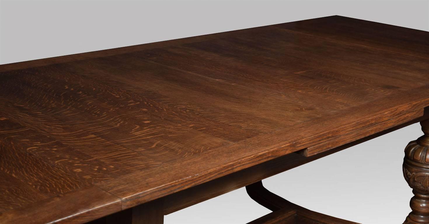 English Large Solid Oak Jacobean Revival Refectory Dining Table