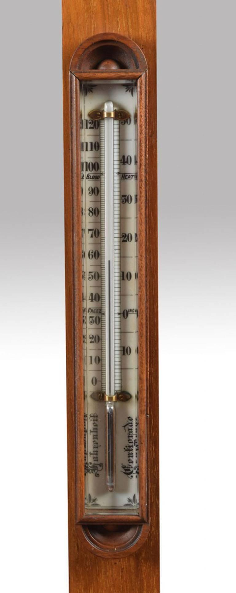 19th Century Late Victorian Oak Cased Stick Barometer and Thermometer by J Hicks of London
