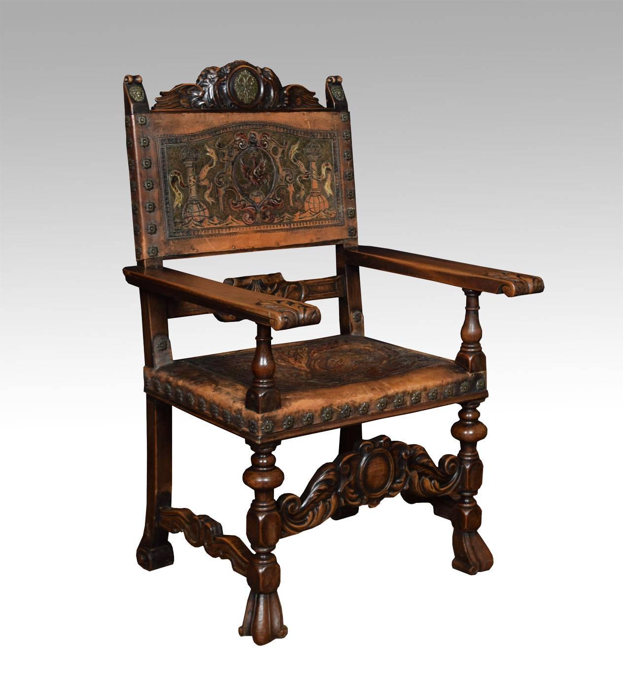 Spanish Set of Fourteen Baroque Style Walnut Dining Chairs