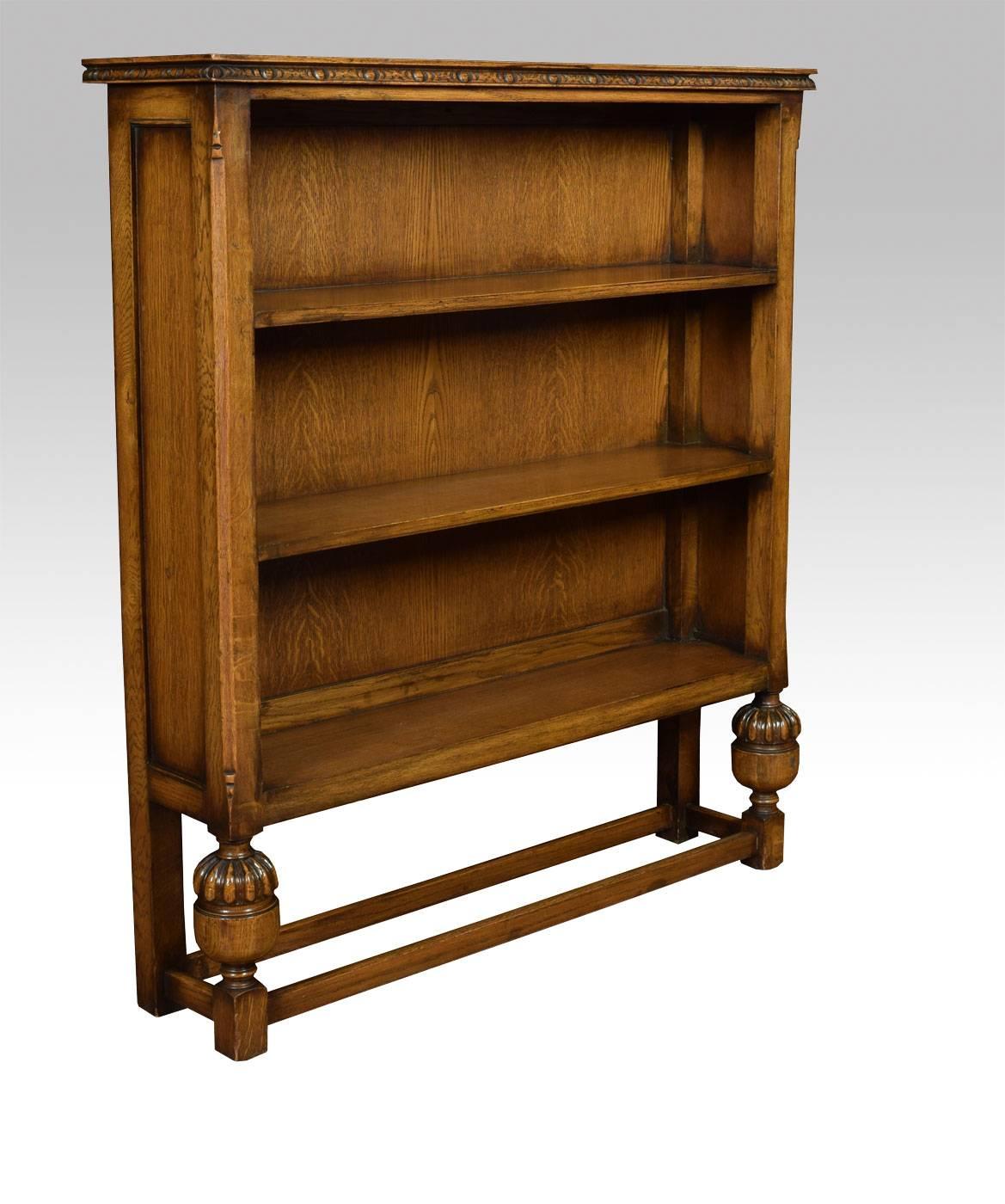 Jacobean Pair of Early 20th Century Solid Oak Open Bookcases