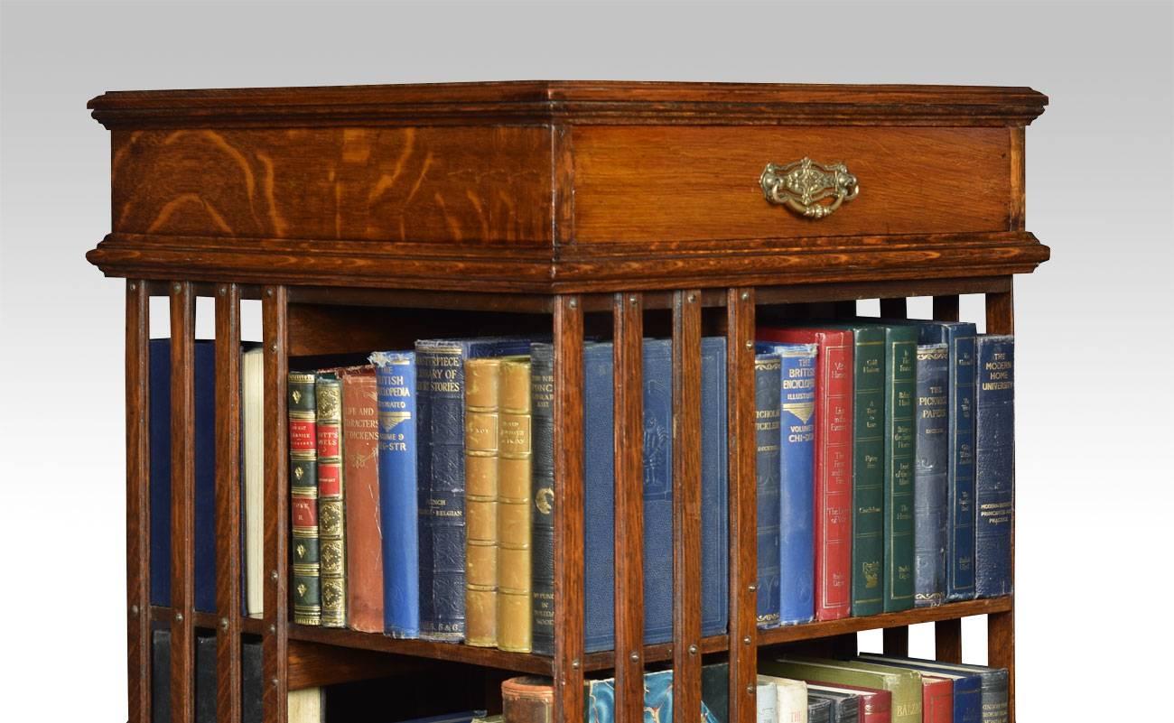 English Large Oak Revolving Bookcase