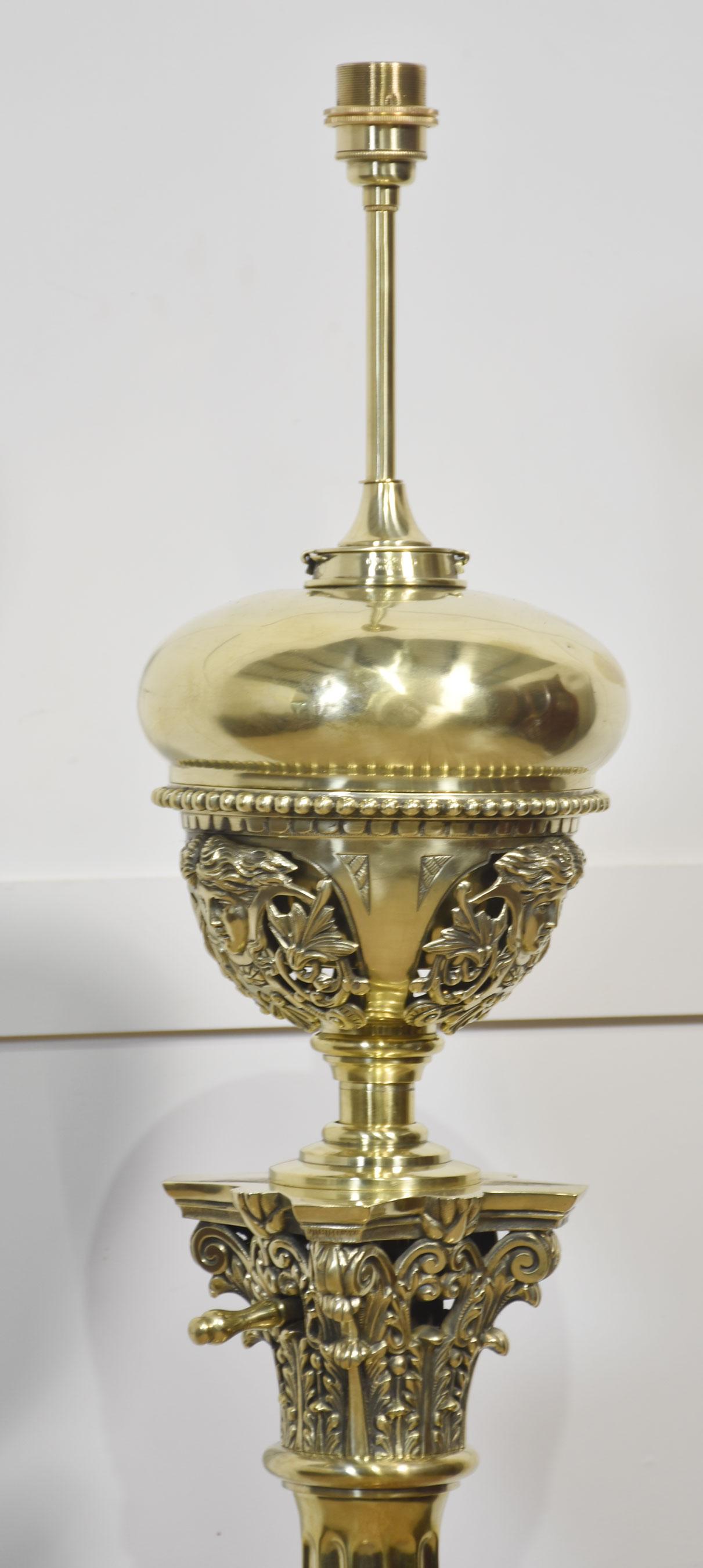 Monumental brass standard lamp by Hinks For Sale 7