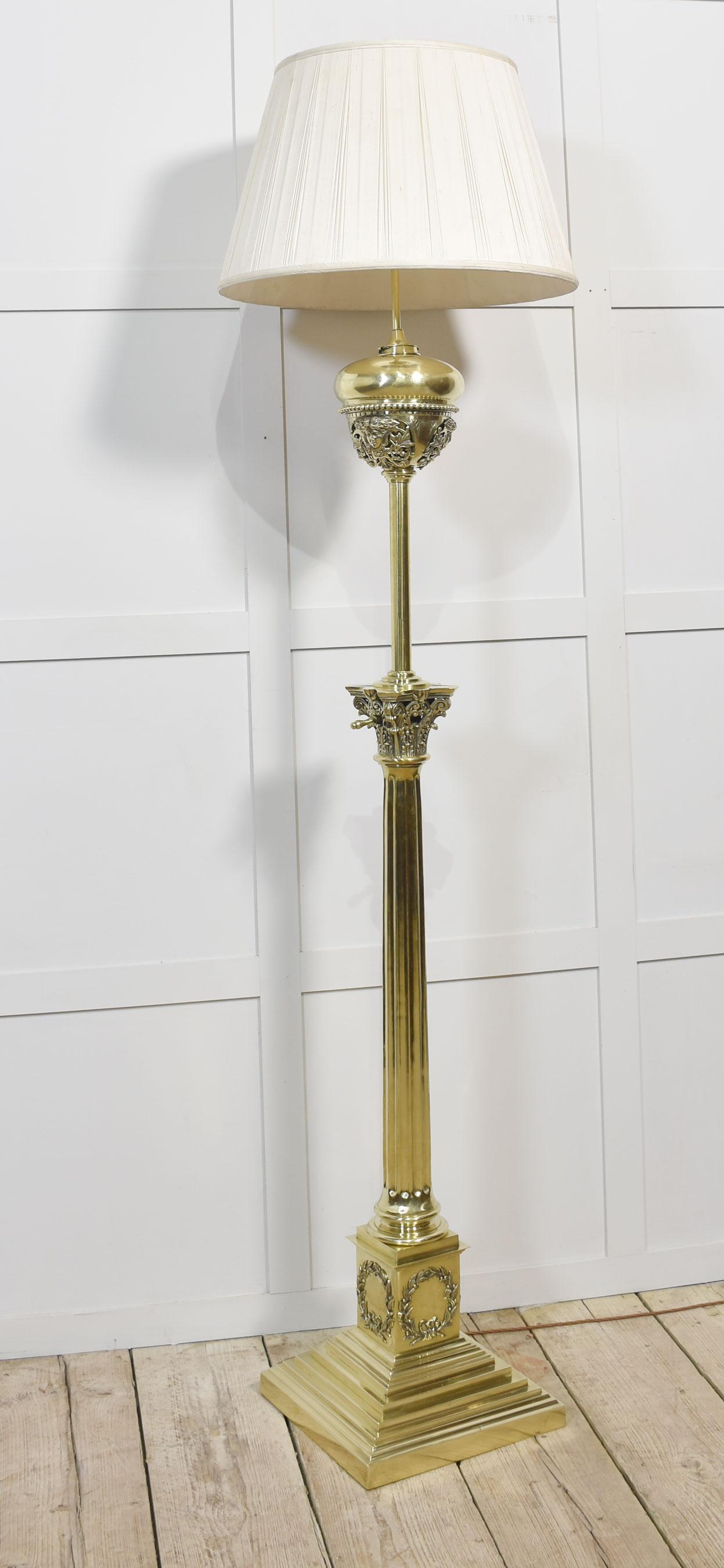 Monumental brass standard lamp by Hinks For Sale 5
