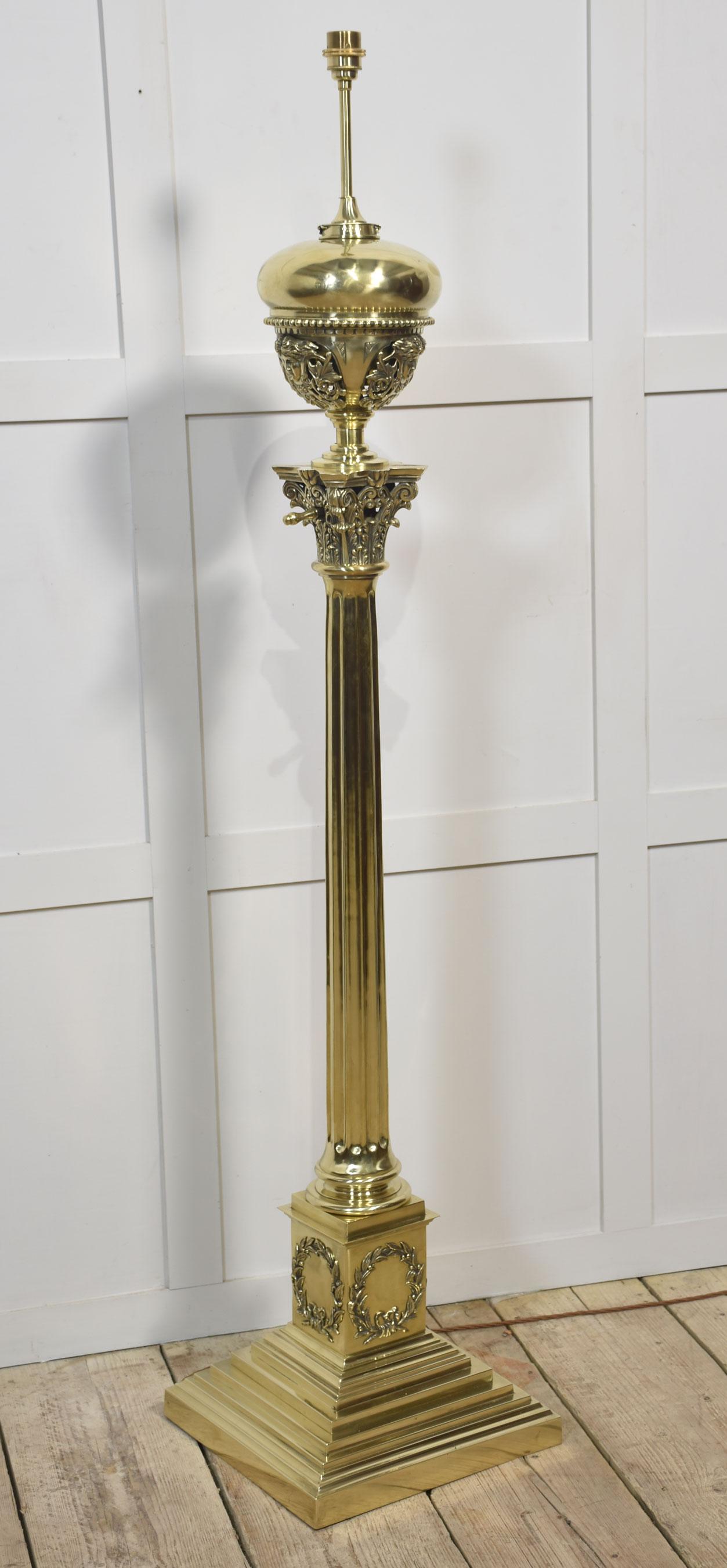 Monumental brass standard lamp by Hinks For Sale 6