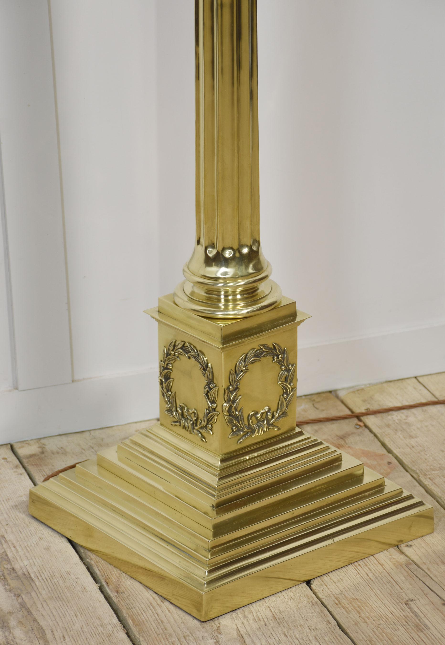 Monumental brass standard lamp by Hinks For Sale 2