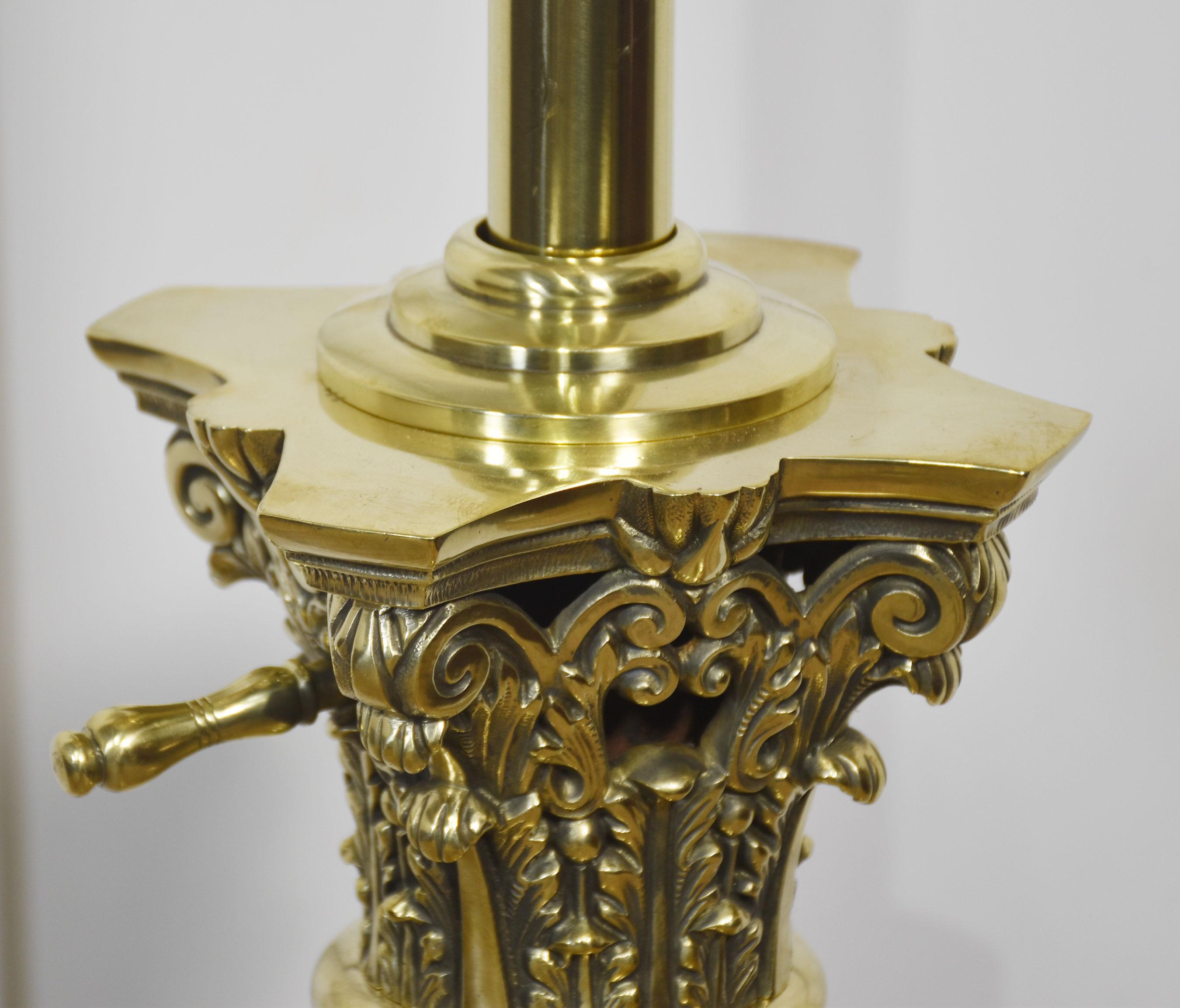 Monumental brass standard lamp by Hinks For Sale 4