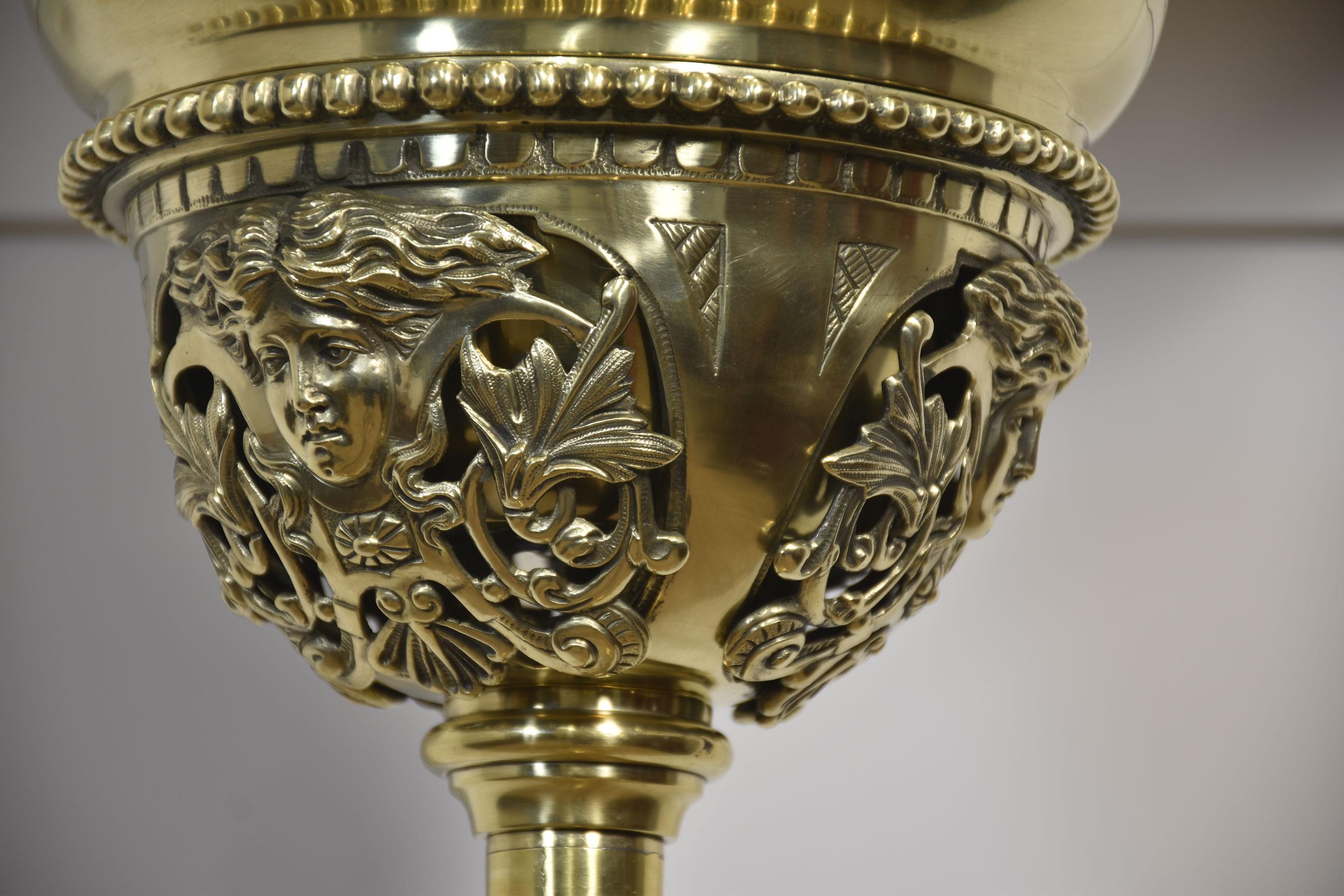 Monumental brass standard lamp by Hinks For Sale 3