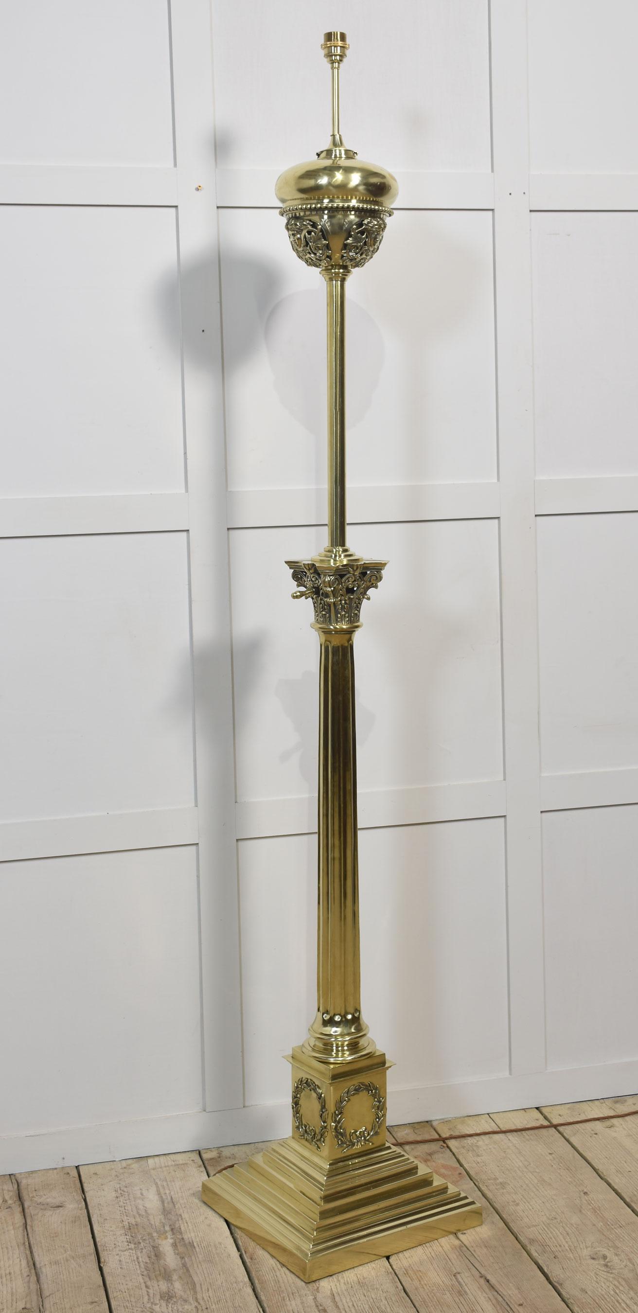 Monumental brass standard lamp by Hinks For Sale 8